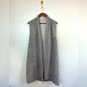 BRYN WALKER Alpaca Virgin Wool Vest Grey Duster Long Italian Organic Midi‎ Large